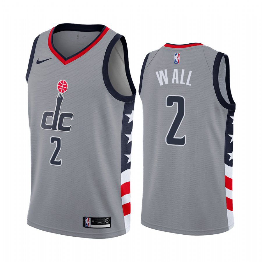 Men Washington Wizards 2 john wall gray city edition 2020 nba jersey